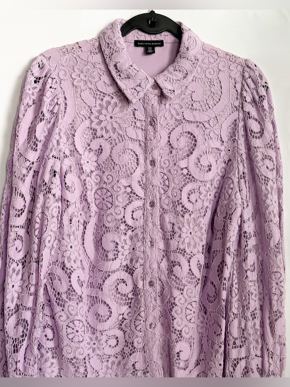 Saks Fifth Avenue Lilac Lace Button-Down Shirt